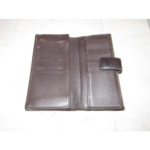 Gucci Brown Large G Logo Print Canvas And Brown Leather Vintage Wallet - Picture 7 of 12